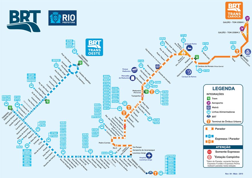 Mapa das estaçõs - BRT
